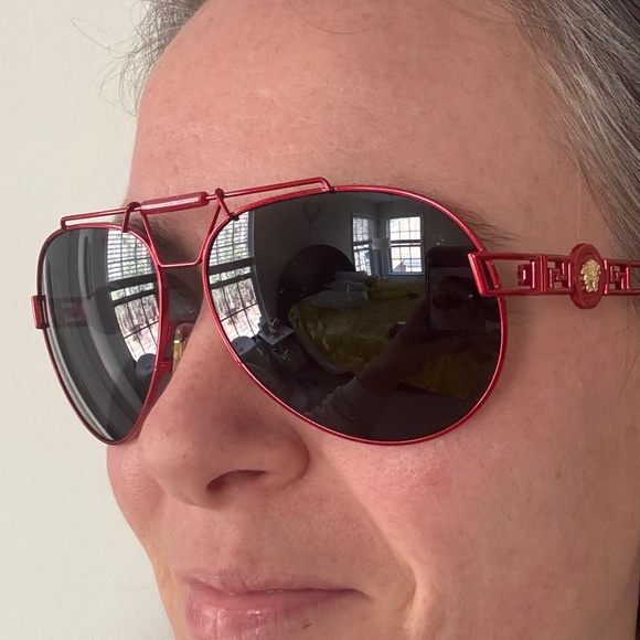 VERSACE Wire RocK Pilot Medusa 2160 Red Gold VE2160 Aviator Sunglasses Unisex main image 7